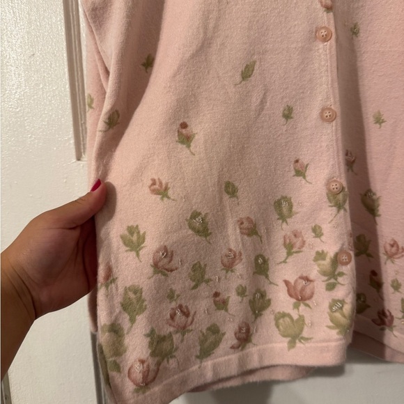 Liz Claiborne Light pink Floral Cardigan Sz medium - Picture 4 of 7